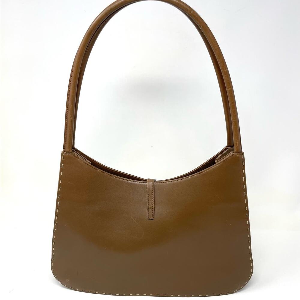 Gucci Vintage Brown Leather Topstitch Shoulder Hobo Bag Purse - Picture 4 of 16